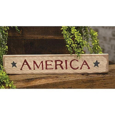 America with Blue Stars Distressed Barnwood Sign - The Fox Decor
